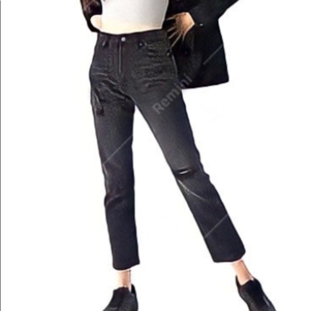 Black high waist ankle straight jeans